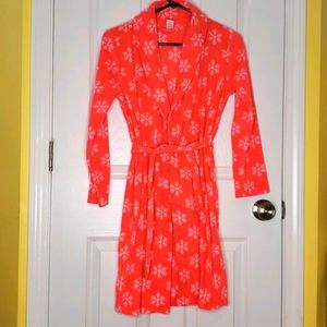 SO Orange Flannel Robe with Snowflakes (Sz L/12)